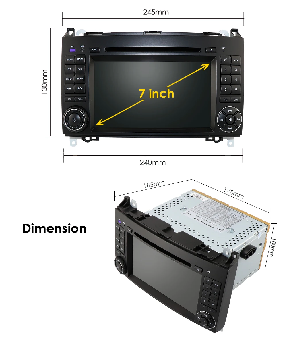 Excellent Car Multimedia Player GPS 2 Din DVD Automotivo For Mercedes/Benz/Sprinter/B200/B-class/W245/B170/W169 Radio Cam-in MirrorLink BT 2