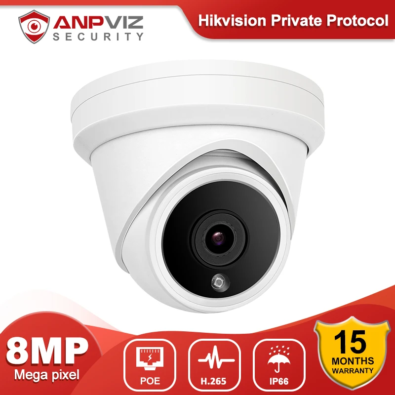 Anpviz 8MP 4K высокого Разрешение башни POE IP Камера встроенный считыватель карт Privatey