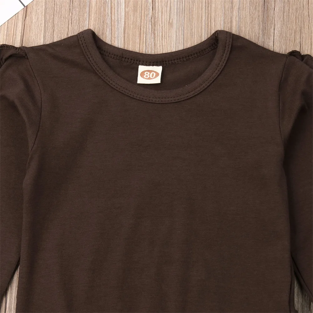 LOOZYKIT/футболка с оборкой для новорожденных девочек, топы, штаны, леггинсы комплект одежды из 2 предметов осенне-зимняя теплая одежда с длинными рукавами