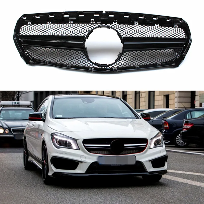 Для W117 Передняя решетка для почек ABS черный CLA-Class CLA180 CLA200 CLA250 Спортивные Серебряные Передние решетки без знака