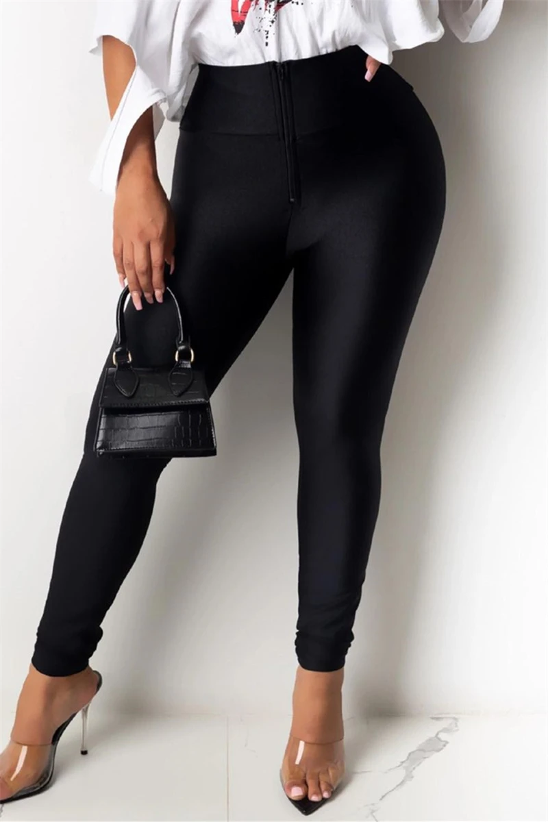 

New Sexy Women Bandage Pants Leggings Female Zipper High Waist Pencil Pants Ladies Solid Color Bandage Pants