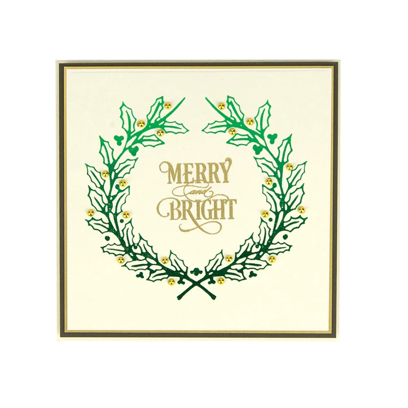

2019 New Hot Foil Plate Merry Christmas Wreath Decoration for DIY Scrapbooking Letterpress Embossing Paper Card Crafts New 2019