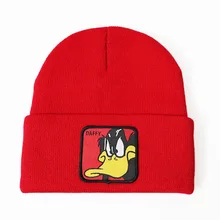 Новая модная вязаная шапка с рисунком Даффи Дак из мультфильма, Мужская Уличная шерстяная шапка в стиле хип-хоп, теплая шапка для мальчиков, милая шапка для катания на лыжах