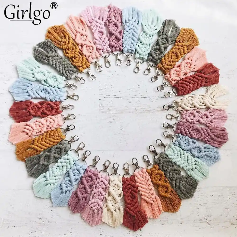Girlgo Tassel Macrame Keychains For Women Boho Handmade Fiberlove Key Holder Keyring Macrame Bag Charm Car Hanging Jewelry Gifts Aliexpress