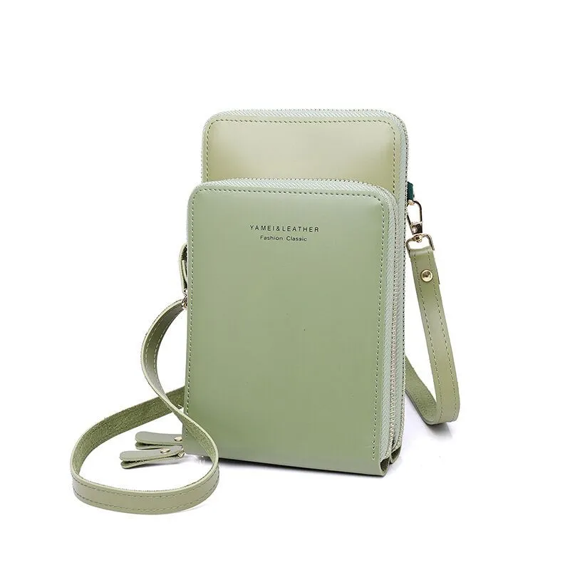 Женская наплечная сумка для iPhone 11 Pro Max чехол модная кожаная сумка для samsung/huawei/LG/Xiaomi Redmi/Oneplus EEMIA - Цвет: GREEN