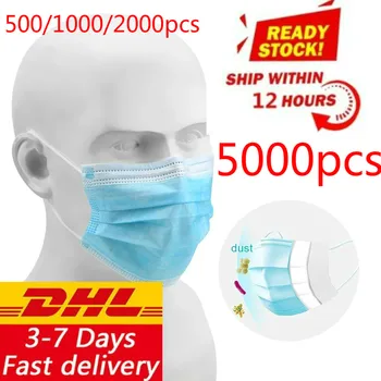 

dhl free shipping 200/500/1000/2000/5000pcs Disposable Face Mask safety Mask Face Mouth Mask Anti Virus flu masks