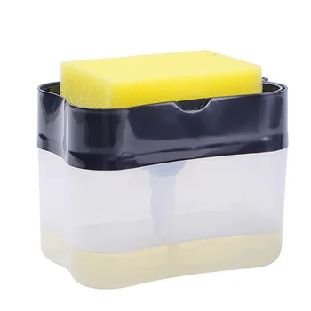 

Manual Press Soap Dispenser Double Layer with Sponge 2 in 1 Scrubber Holder Kitchen Bathroom Supplies FPing