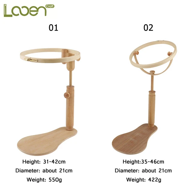 Wooden Embroidery Hoop Stand DIY Adjustable Needlework Desktop Holder Wood  Support for Cross Stitch(Without Hoop)
