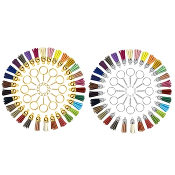 

180Pcs Key Chain Ring with Chain and Tassel Pendants Bulk for Keychain Crafts Earrings Bracelets Jewelry Making