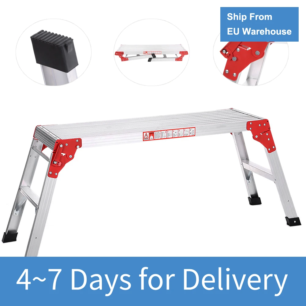 

Folding Aluminum Ladder Work Platform Hop Up Working Step Ladder Drywall Plaste Work Platform For Household Street Art