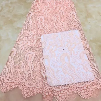 

fabric African french tulle french fabric cotton lace Embroidery flowers Nigerian laces 5 yards Lace Fabrics For Wedding dress