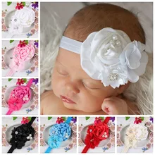 Европейский и американский, головной убор с жемчугом, жабо, роза, сшитый атласный цветок, комбинация, детская лента для волос, повязка на голову