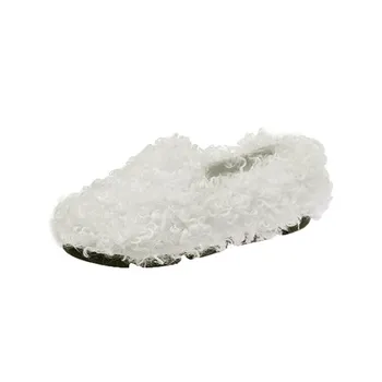 

Flat-bottomed plush shoes women 2020 Korean version plus velvet outer wear one-step women's shoes are one size smaller