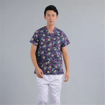 

Printed Hand-wash Shirt, Short-sleeved Shirt, Nurse's Clothes, Doctor's Clothes, And A New Style Of Work Clothes Men