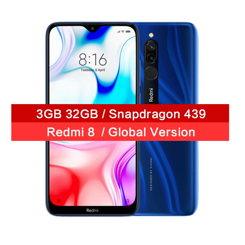 Blue 3GB 32GB Xiaomi Redmi 8 3GB 32GB Snapdragon 439 Octa Core 12MP AI Camera Mobile Phone 5000mAh Quick Charge CE Cellphone Global ROM - Цвет: Blue 3GB 32GB