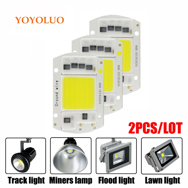 2 шт./лот COB лампы Чип 15 Вт 20 30 50 220V вход Smart IC драйвера пригодный для DIY LED прожектор
