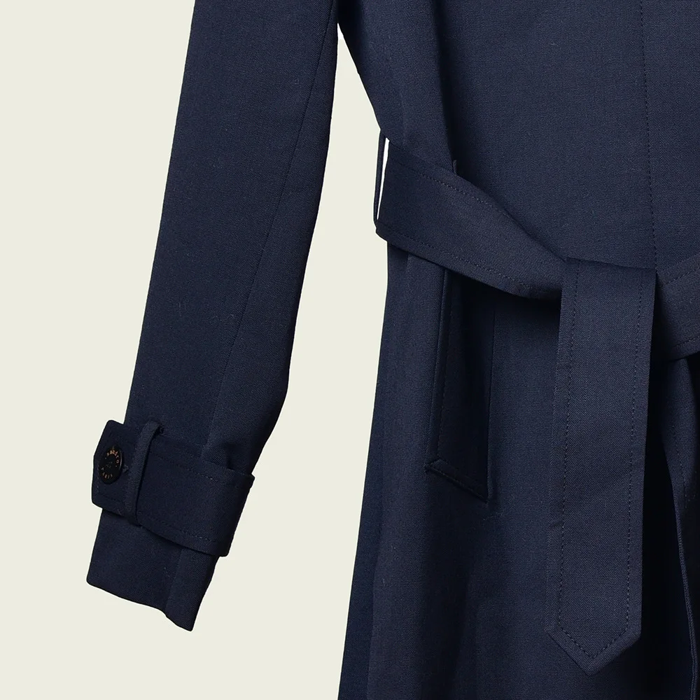 Women Trench Autumn and Winter New Temperament Stand Collar Tie Bow Windbreaker Jacket