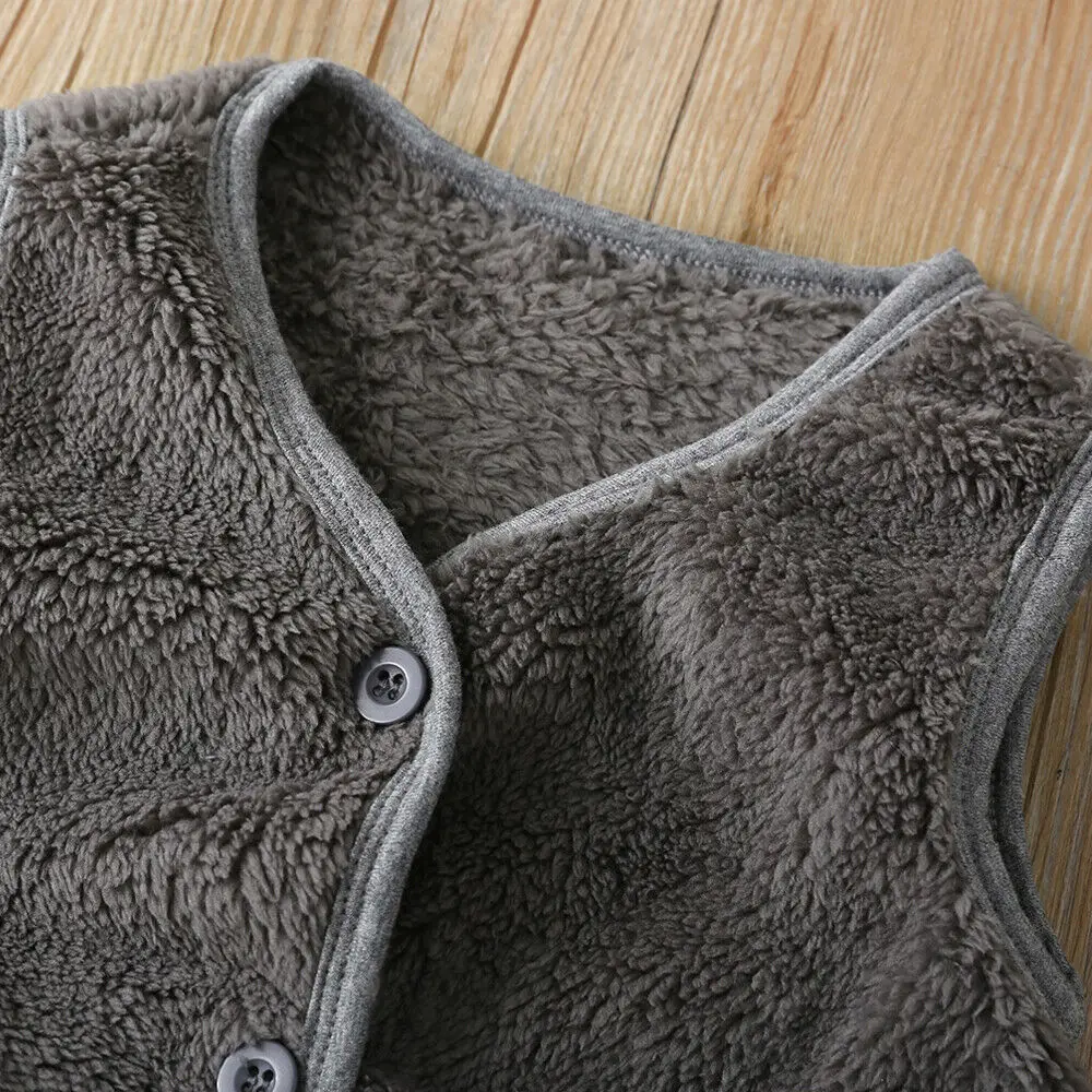 Baby Spring Autumn Clothing Kids Waistcoat Toddler Girl Faux-Fur Cotton Vest Girl Warm Winter Jacket Pocket Sleeveless Vest