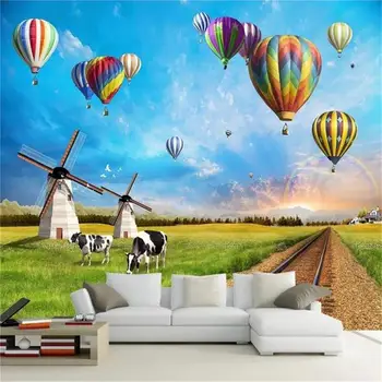 

custom size 3d photo wallpaper mural living room dairy track balloon scenery 3d picture sofa TV backdrop wallpaper for wall 3d