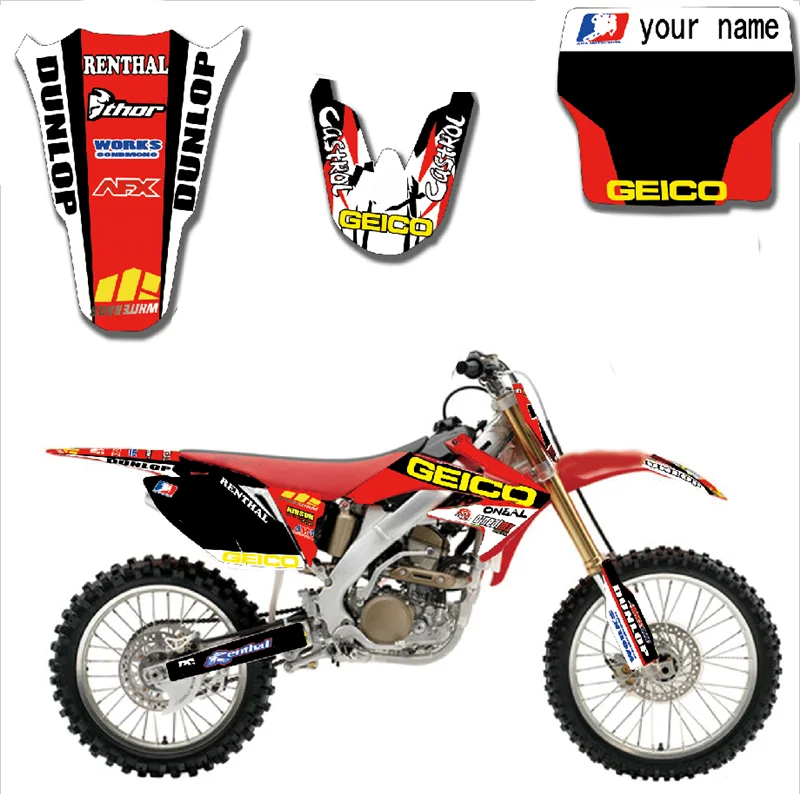 Для HONDA CRF250 R CRF250 04-09 полный комплект мотоцикл настраиваемый номер команда наклейки с рисунком фоны наклейка на обтекатель комплект - Цвет: design 5