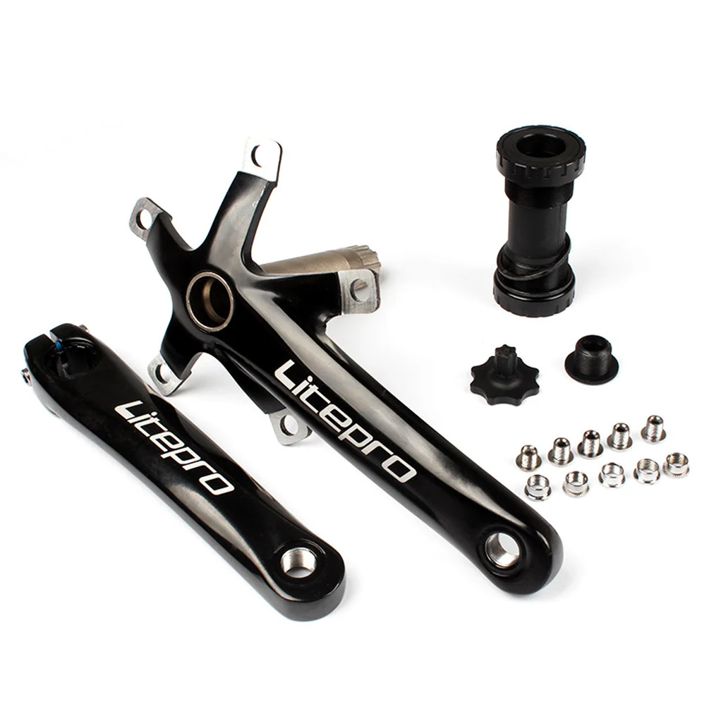 2021NEW Litepro Folding Bicycle Curve Aluminium alloy 170mmHollow Integral MTB Mountain bike BCD 130 tooth Flat parts | Спорт и