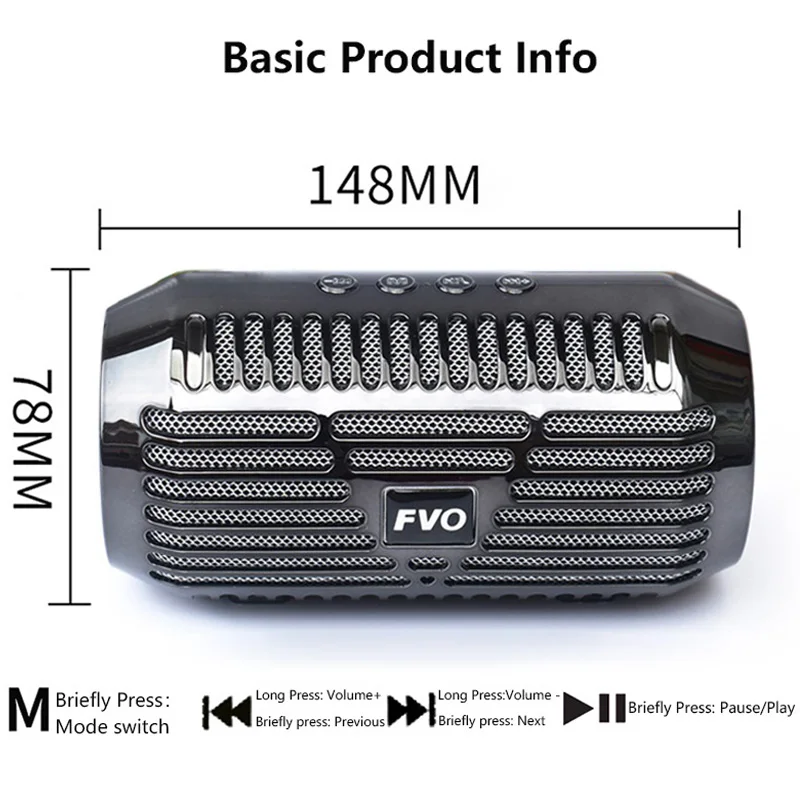 Портативный Bluetooth динамик s стерео мини беспроводной динамик с fm-радио USB SD карта AUX MP3 Воспроизведение музыки сабвуфер Колонка для телефона