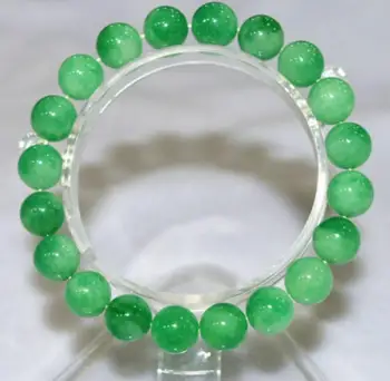 

Fashion jewelry Free Shipping 10mm NATURE BEAUTIFUL GREEN JADE JADEITE BRACELET GREEN HAND CATENARY 7.5" AAA