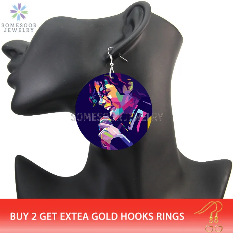 SOMESOOR Soul Dancer Singer Michael Jackson Printed Wooden Drop Earrings Great Man Idol Forever Ear Loops Jewelry For Women Gift Clothing & Accessories 8d255f28538fbae46aeae7: Both Sides Print 1|Custom By Send Pics