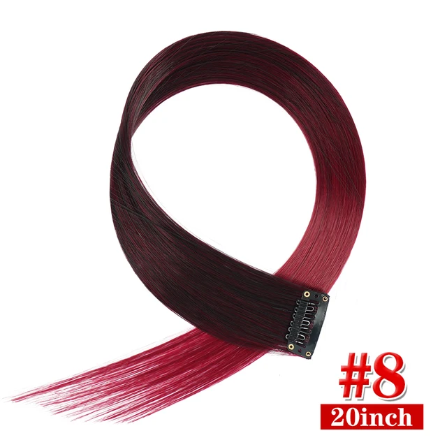 Clip in Hair Extensions Highlights Straight Long Hairpiece Hair Accessories for Girls Women Kids Doll Hair Pieces Wigs Pieces 8