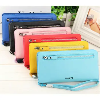 

Womens Leather Wallet Large Long Zip Purse Card Phone Holder Case Clutch Handbag Bifold Ladies Checkbook Card Holder Organizer