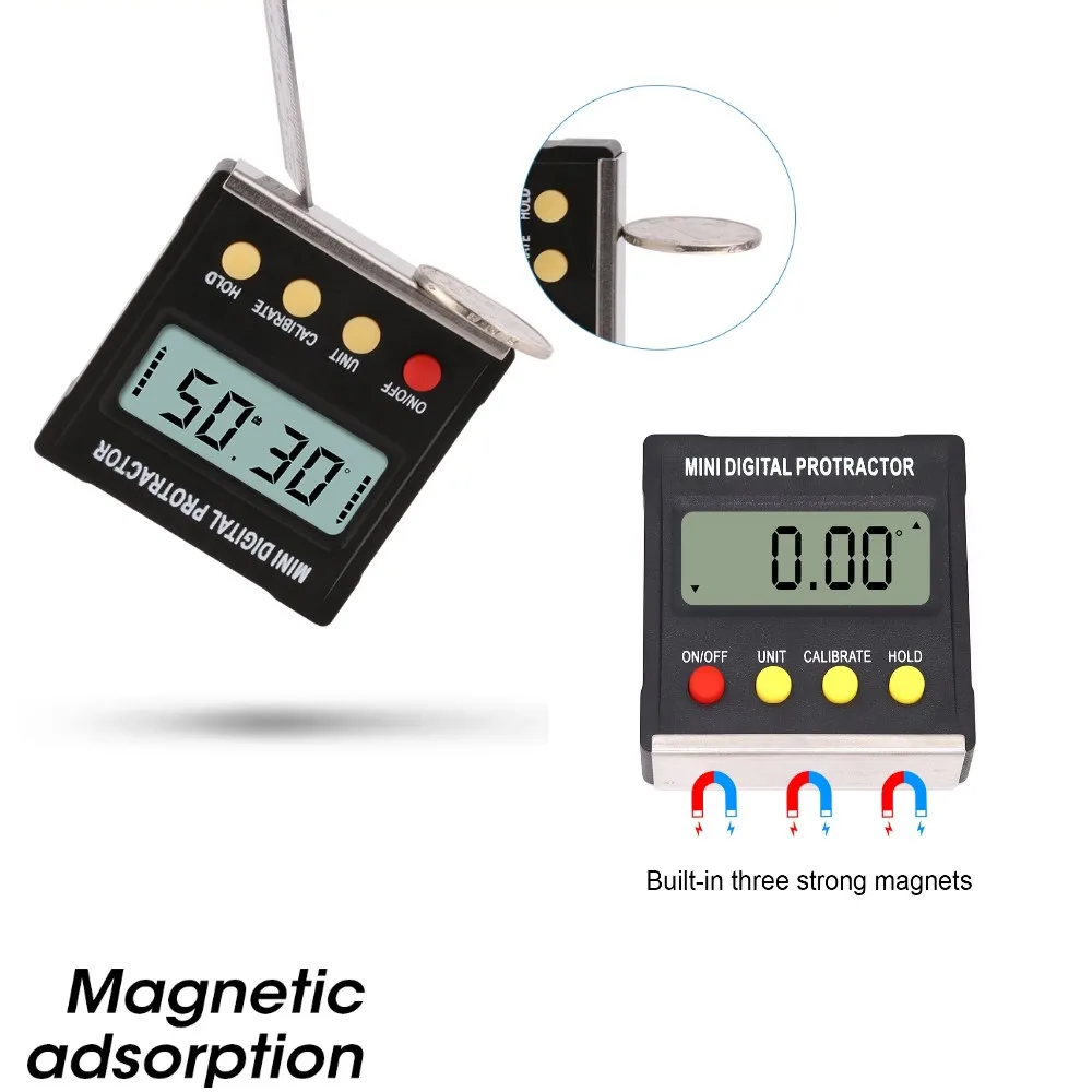 RZ MT2010 Digital Inclinometer Electronic Protractor Tilt Angle Level Box Vertical Magnetic Measuring Tools Angle Gauge Meter