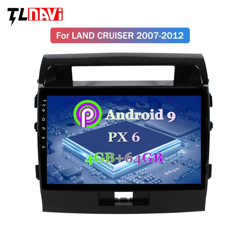 Excellent PX6 4G+64G 9" Android 9.0 Car DVD GPS for Toyota land cruiser 2007-2012 Navigation System Stereo Audio Radio Video Bluetooth 1