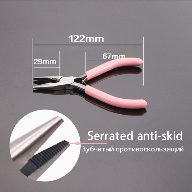 Mini Jewelry Pliers Set DIY Jewelry Making and Fixing Tools Pink Handle with Scissors, Copper Wire Cutting, Oblique Pliers