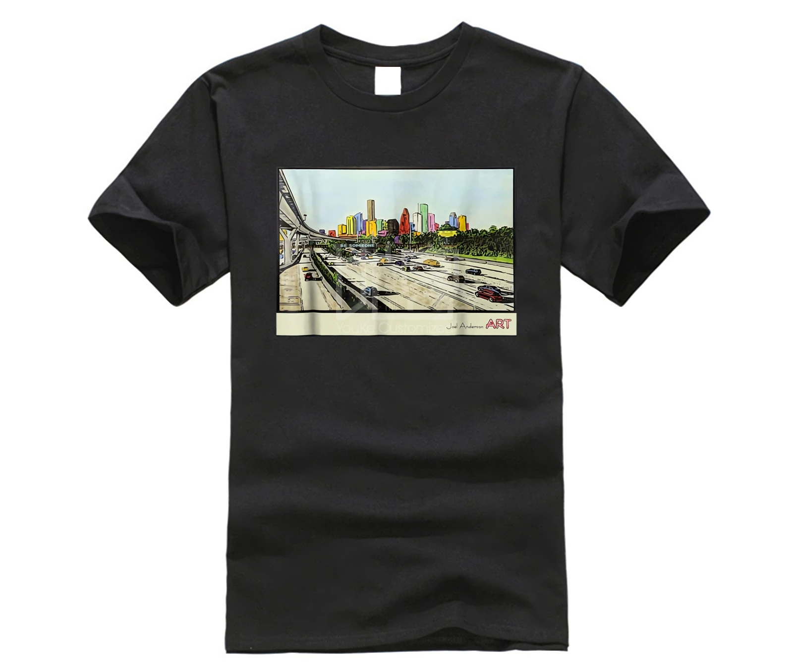 Брендовая мужская рубашка Houston Texas Skyline BE Who T shirt | Мужская одежда