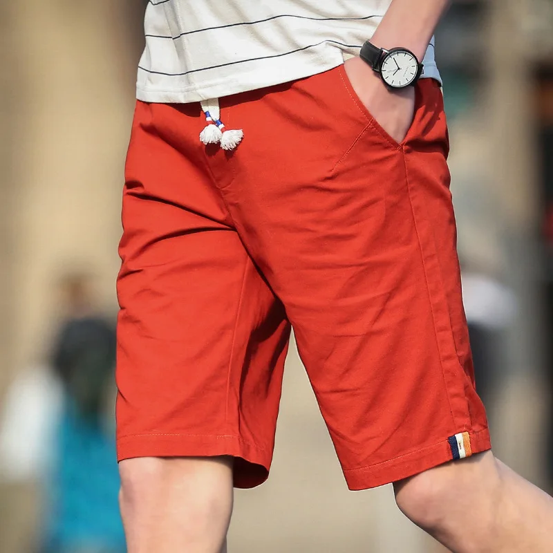 red Красивые короткие шорты мужские vogueпляжные шорты Homme качественные хлопковые шорты с эластичной резинкой на талии модные брендовые пляжные шорты больших размеров 5XL - Цвет: red