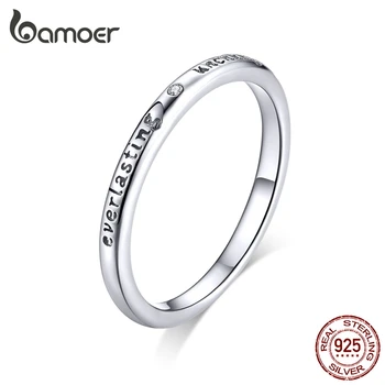 

bamoer GAR094 Real 925 Sterling Silver Ring Eternal Love Everlasting Unchanging Promise Oath Ring Women Engagement Gift Jewelry