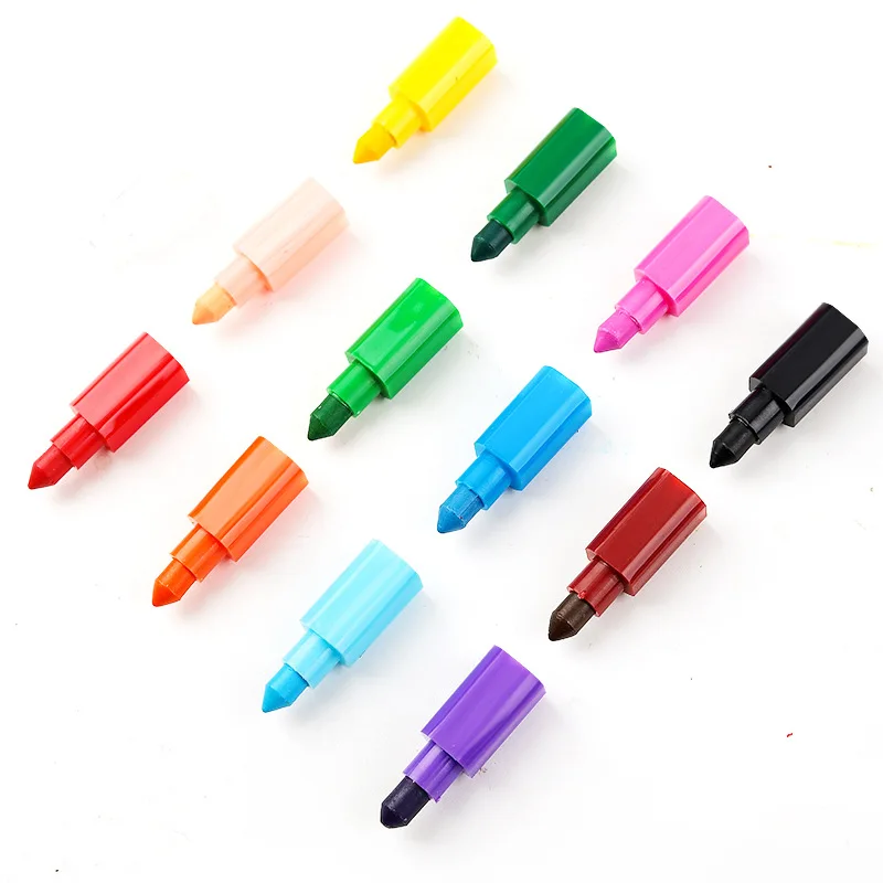 6Pcs 12colors DIY Replaceable Crayons Oil Pastel Creative Colored Pencil  Graffiti Pen For Kids Painting Drawing Cute Stationery