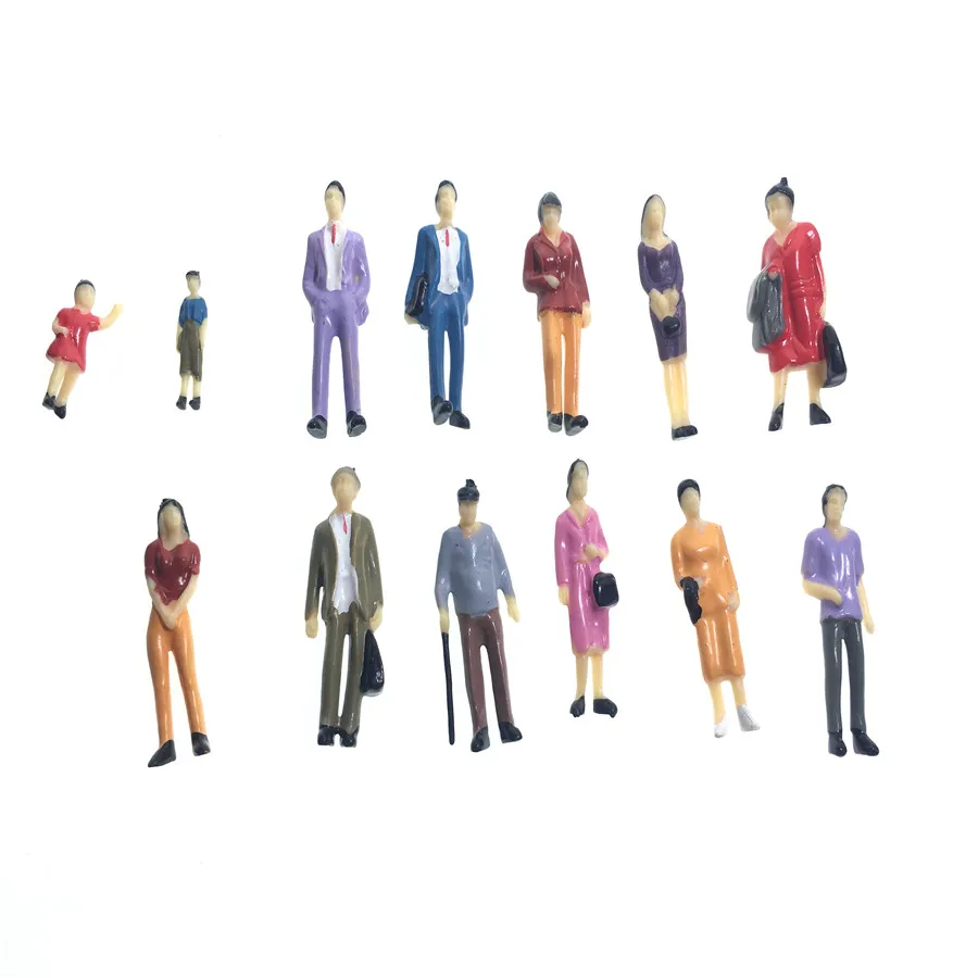 Figuras de personas pintadas con diseño de escena de tren, escala 1:43 O 30 Uds.