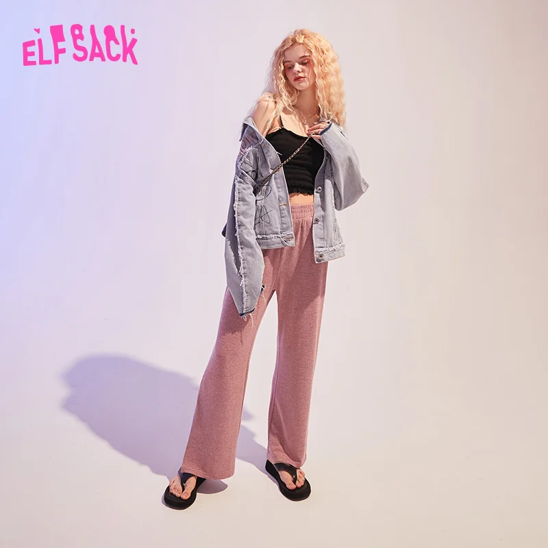 ELFSACK новые весенние однотонные Прямые повседневные женские широкие брюки 2020