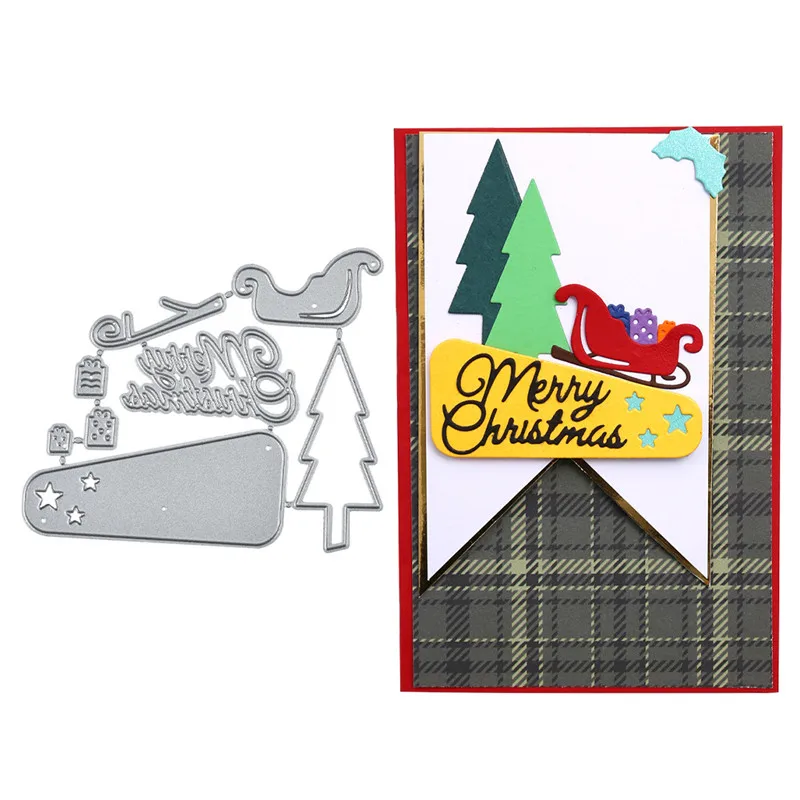 

DiyArts Metal Cutting Dies Hillside Pine Merry Christmas Craft Dies Scrapbooking Album Die Cut Embossing Stencil Decor