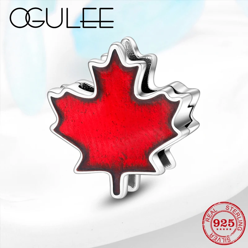 

Autumn DIY Gift 925 Sterling Silver Red maple leaf Clip Beads fit Original Reflexion Charm Watch Bracelets Women Jewelry Making