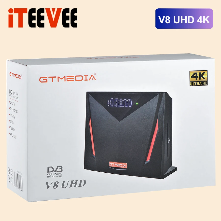 1PC GTMedia V8 UHD DVB S2 Satellite Receiver Built in WIFI Support T2-MI MARS H.265 DVB-S/S2/S2X + T/T2/Cable/ATSC-C/ISDBT satellite tv receiver