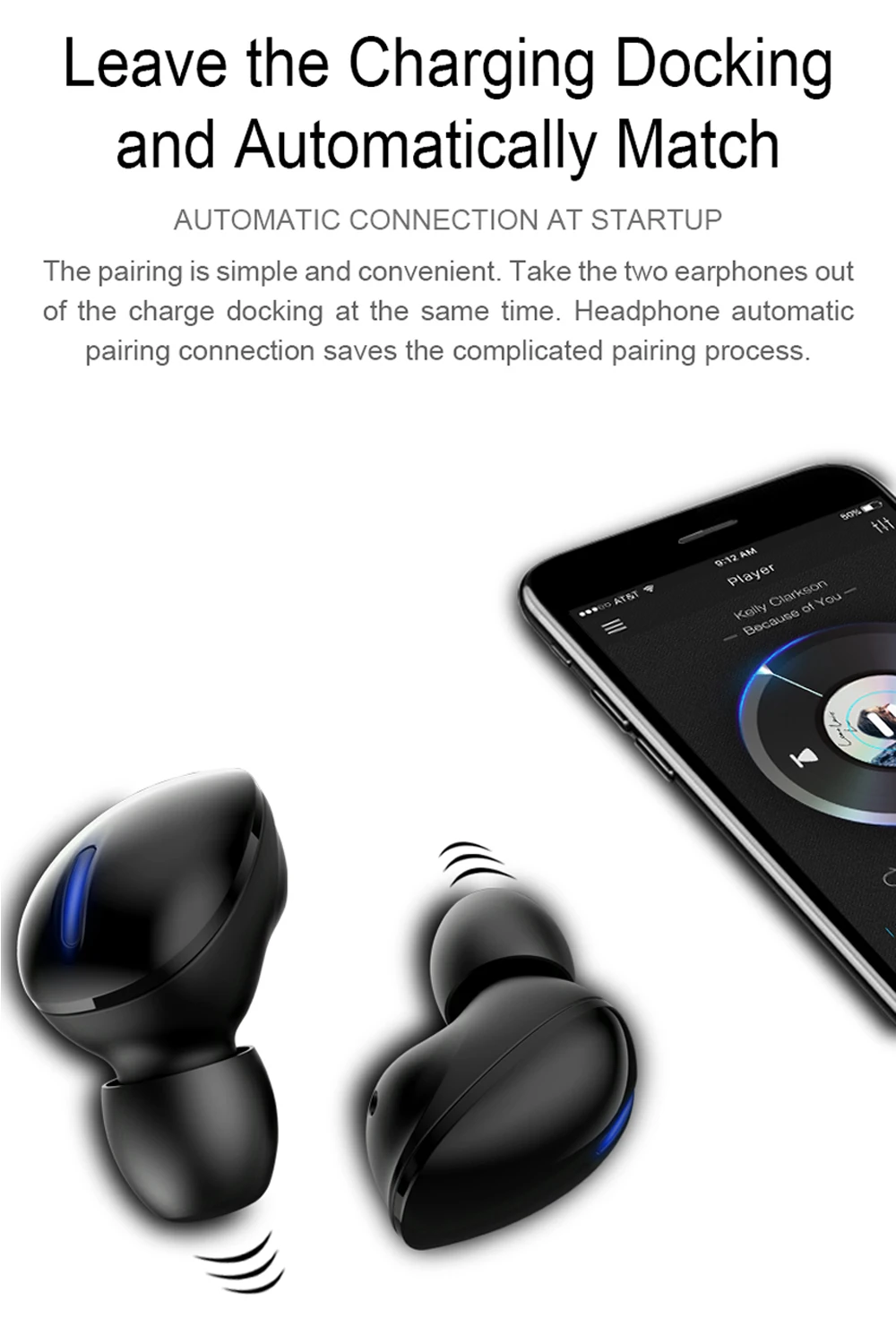TWS True Wireless Earphone BT 5.0 Bluetooth Headphones for Phone Sports Stereo Mini Earbuds Headset With Mic Solid Bass Earphone