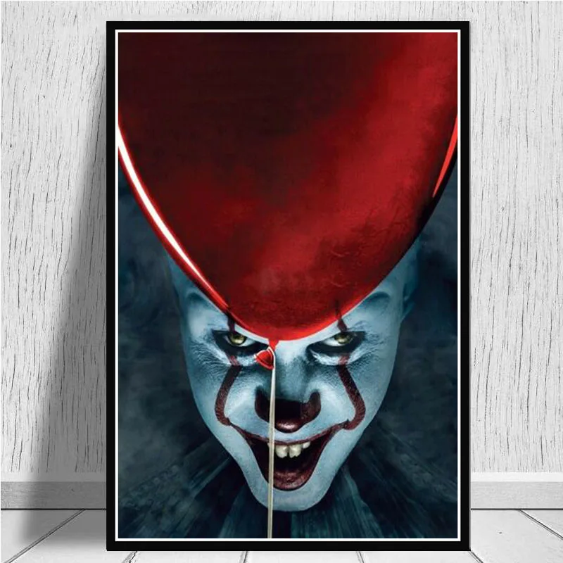 Горячее предложение 2 фильм ужас фильм Pennywise Холст Картина маслом плакатный принт искусство настенные картины для гостиной домашний декор - Цвет: Белый