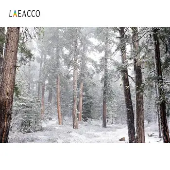 

Laeacco Old Tree Forest Winter Snow Pint Park Outdoor Scenic Photography Backdrop Photographic Background Photocall Photo Studio