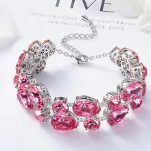 UXN53 S925 чистого серебра Циркон Кристалл девушки браслет ювелирные изделия свадебное платье Соответствующие подарки