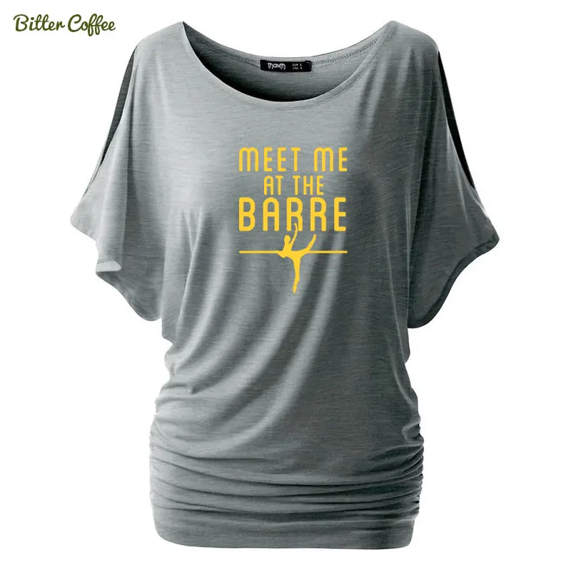 Meet Me At The Barre; балетки с забавным принтом; рукав «летучая мышь»; хлопковые топы; коллекция года; летние женские модные футболки
