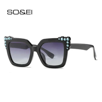 

SO&EI Fashion Cat Eye Sunglasses Women Luxury Rivet Brand Designer Retro Butterfly Gradient Eyewear Men Sun Glasses Shades UV400