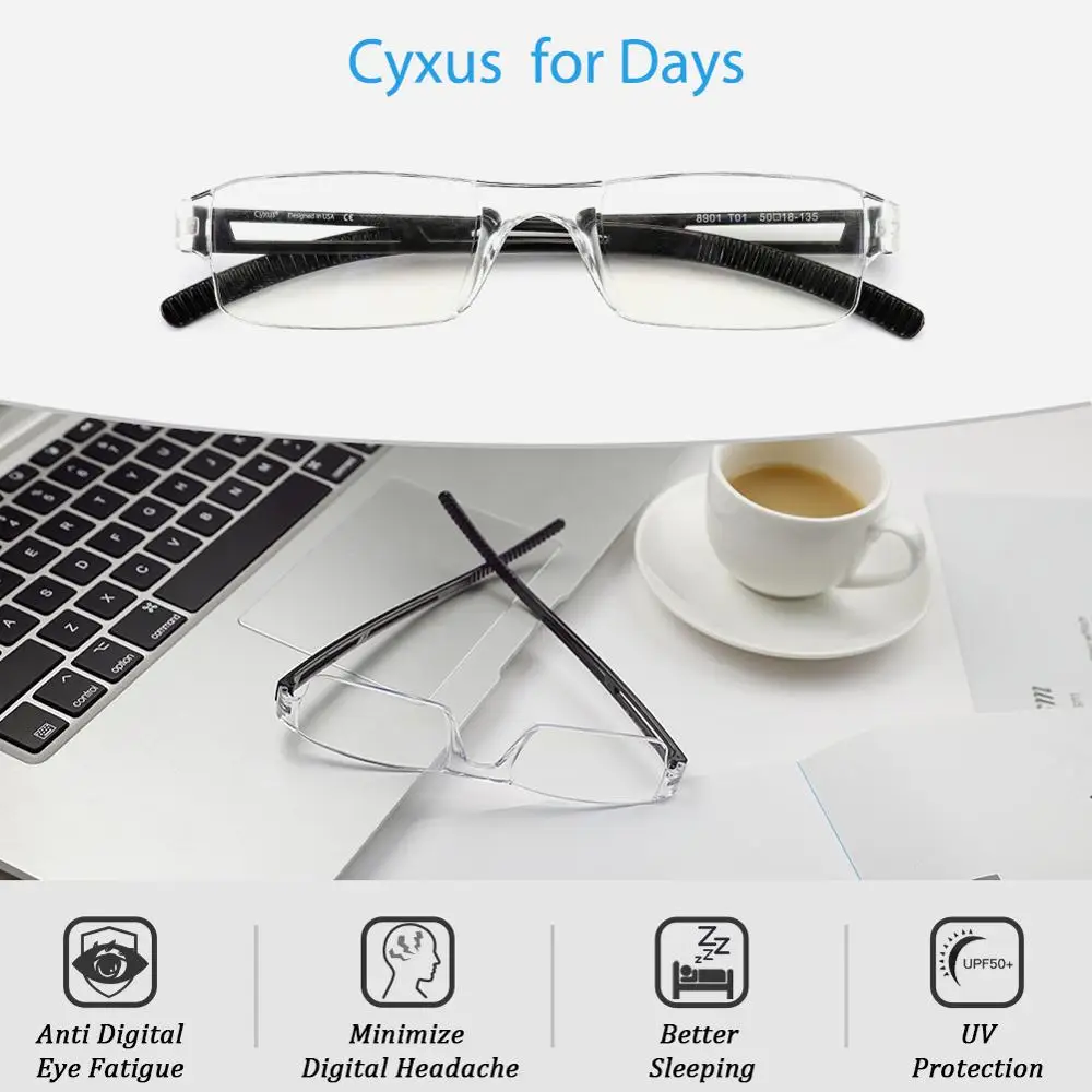 Очки Cyxus с защитой от синего света очки без оправы усталости глаз прозрачные
