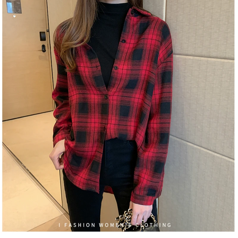 

2XL Plus Size Print Plaid Casual Long Sleeve Women Blouses Fall 2020 Singer Breasted Blouse Shirt Tops Elegant Work Shirts Women